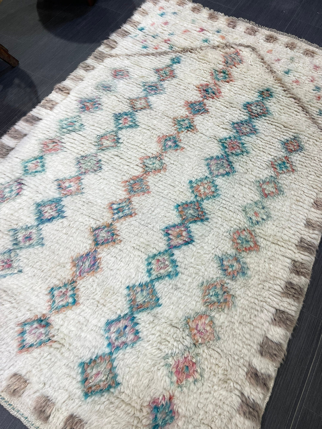 Tan Turkish Vintage Rug 3' 5" x 5' 4" Hand-Knotted reverse