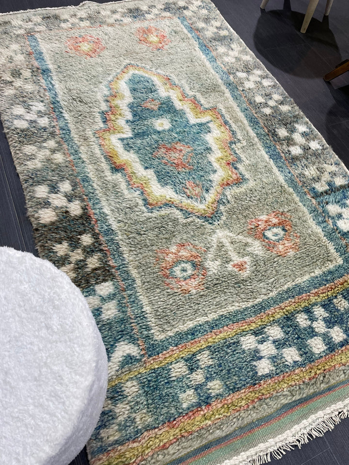 Tan Turkish Vintage Rug 3' 5" x 6' Hand-Knotted view