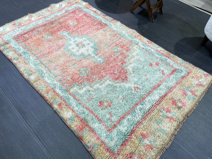 Tan Turkish Vintage Rug 3' 1" x 5' 1" Hand-Knotted