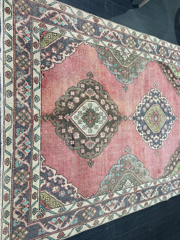Pink Turkish Runner Rug 4' 9" x 12' 2" Hand-Knotted view