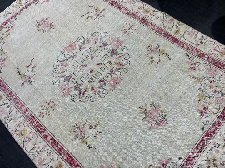 Rust Turkish Oushak Rug 6' 2" x 9' 3" Hand-Knotted texture