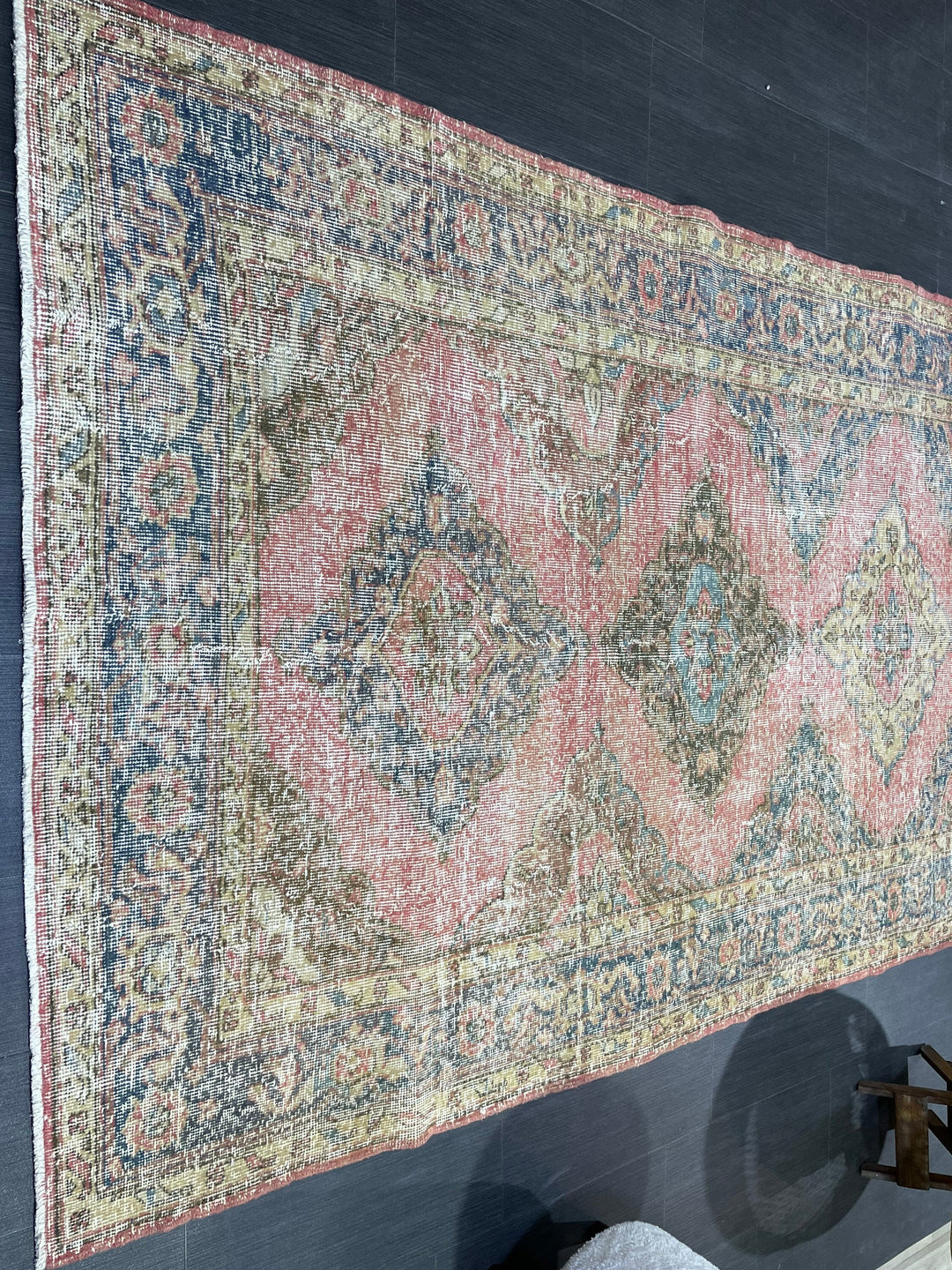 Beige Turkish Runner Rug 4' 10" x 11' 2" Hand-Knotted pattern