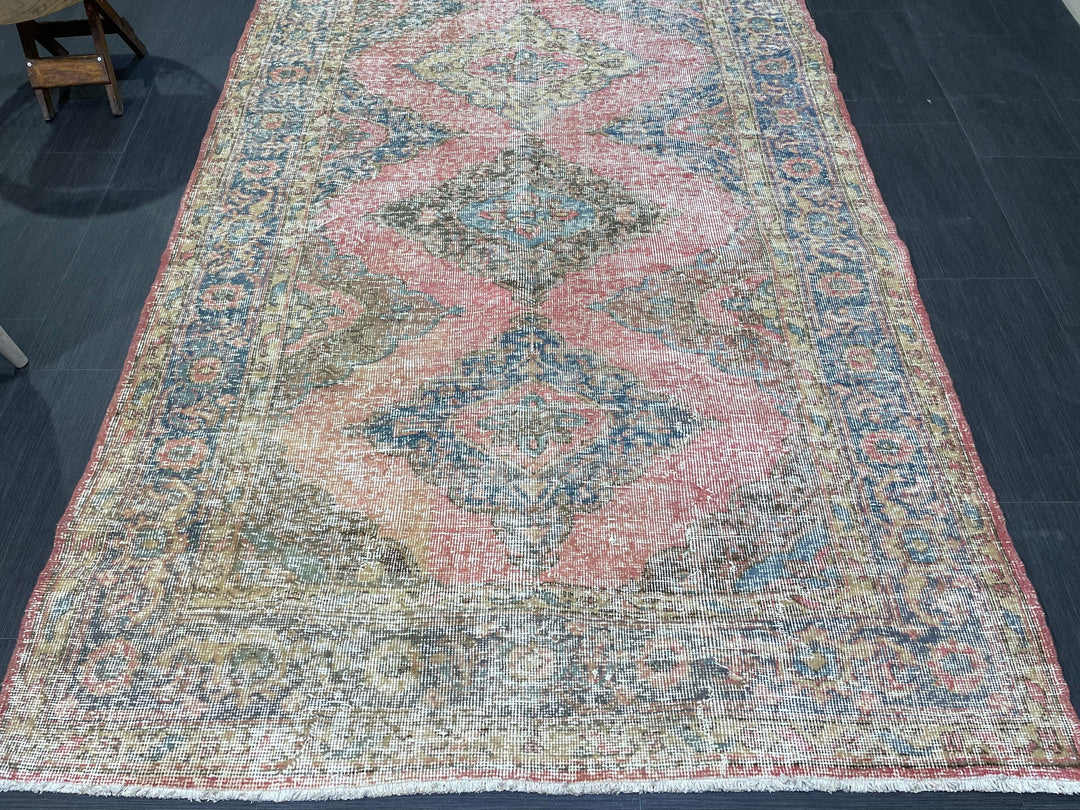 Beige Turkish Runner Rug 4' 10" x 11' 2" Hand-Knotted reverse