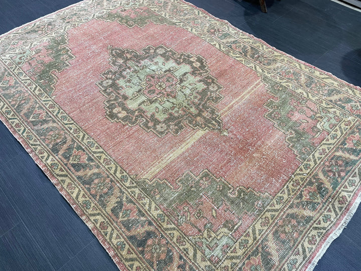 Blue Turkish Oushak Rug 4' 4" x 6' 4" Hand-Knotted