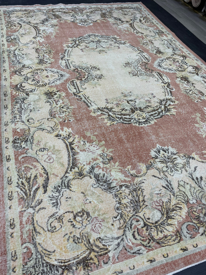Rust Turkish Oushak Rug 6' 10" x 10' 9" Hand-Knotted | No. WR36456