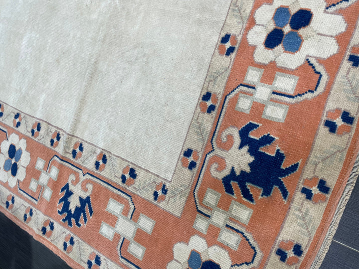 Beige Turkish Oushak Rug 5' 10" x 8' 7" Hand-Knotted field