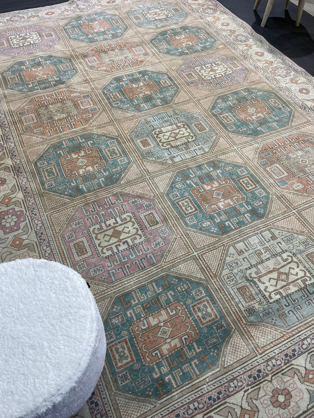 Beige Turkish Oushak Rug 6' 4" x 9' 6" Hand-Knotted view 9
