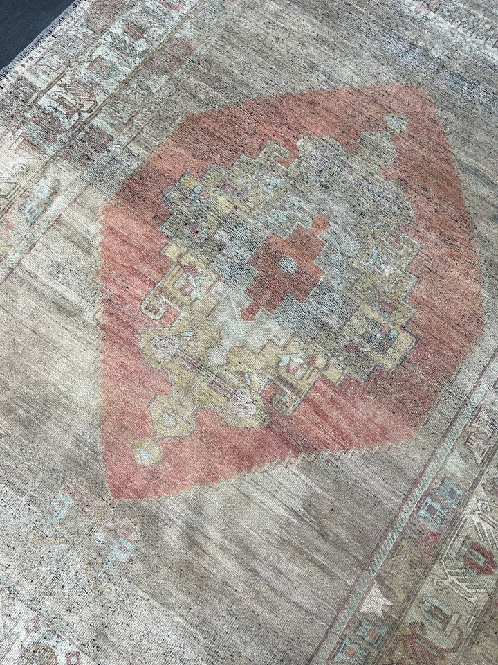 Beige Turkish Oushak Rug 5' 10" x 8' 9" Hand-Knotted | No. WR32976