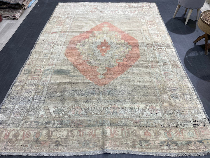 Beige Turkish Oushak Rug 5' 10" x 8' 9" Hand-Knotted | No. WR32976