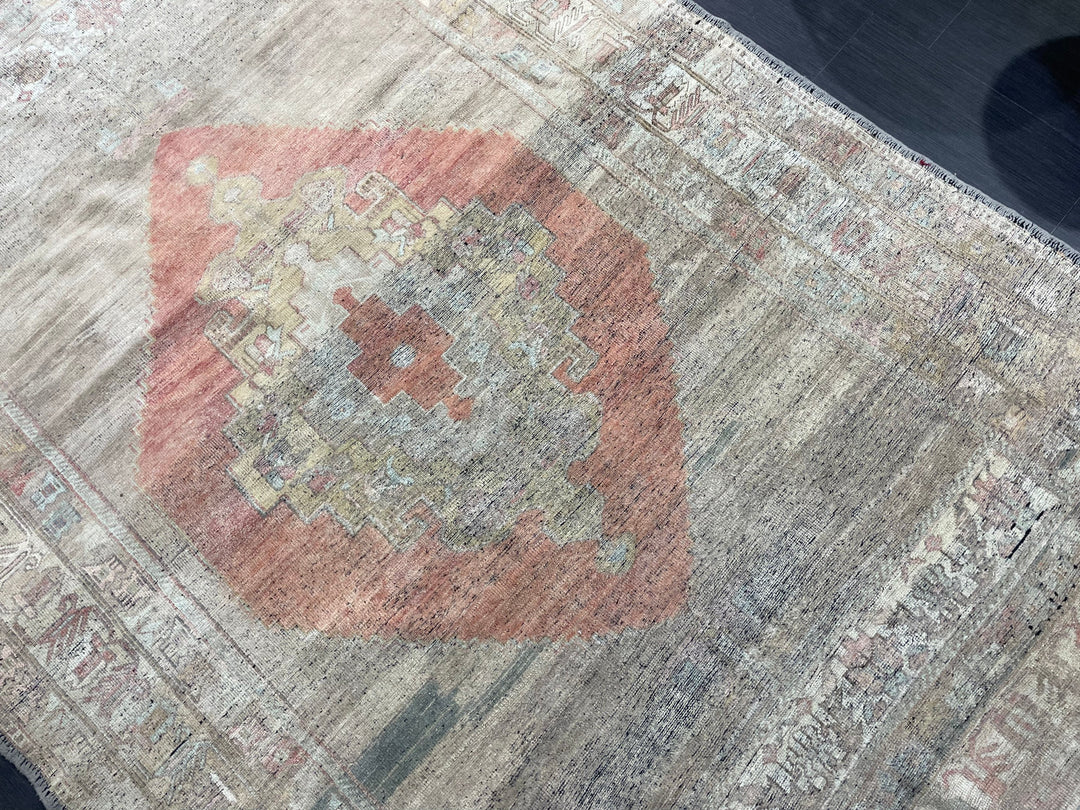 Beige Turkish Oushak Rug 5' 10" x 8' 9" Hand-Knotted | No. WR32976