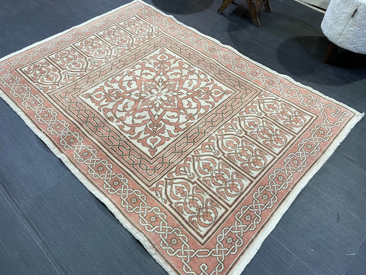 Turkish Oushak Rug 3' 4" x 4' 8" Hand-Knotted