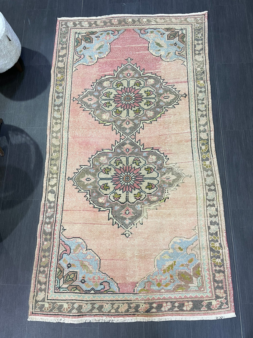 Beige Turkish Oushak Rug 3' 8" x 6' 8" Hand-Knotted field