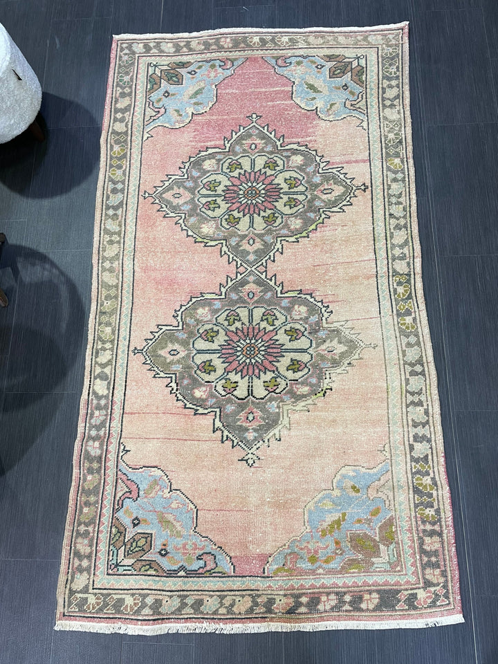 Beige Turkish Oushak Rug 3' 8" x 6' 8" Hand-Knotted field