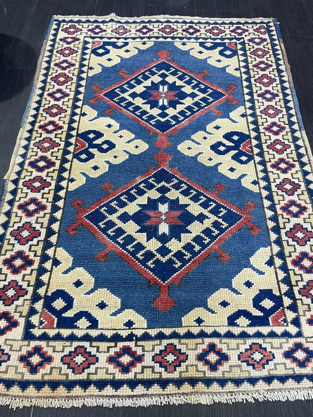 Turkish Oushak Rug 3' 3" x 4' 9" Hand-Knotted reverse