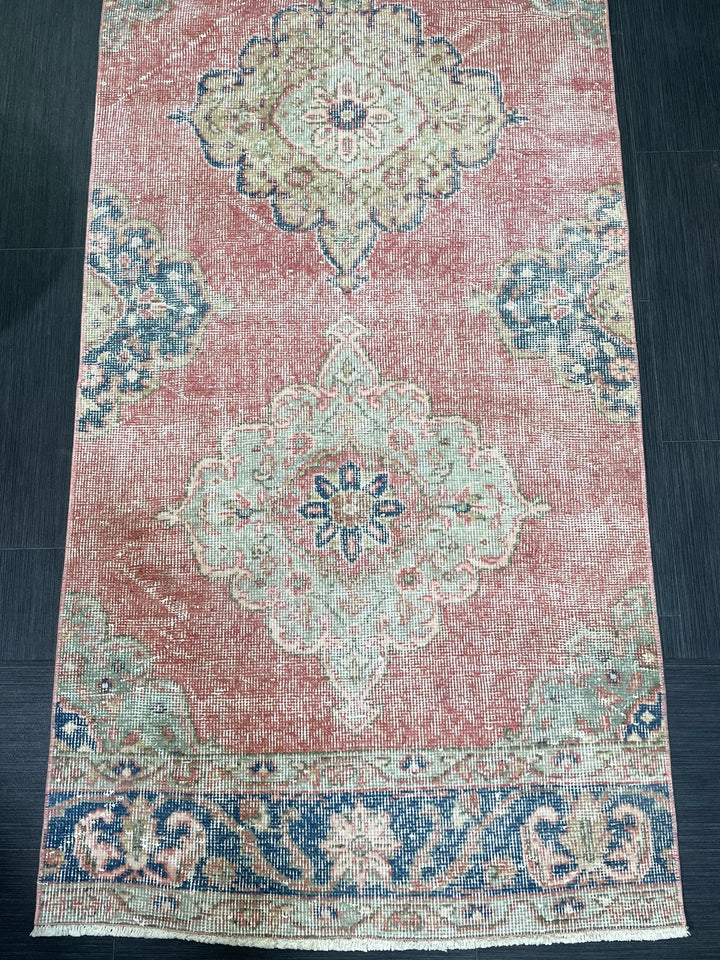 Rust Turkish Runner Rug 2' 11" x 12' 5" Hand-Knotted field