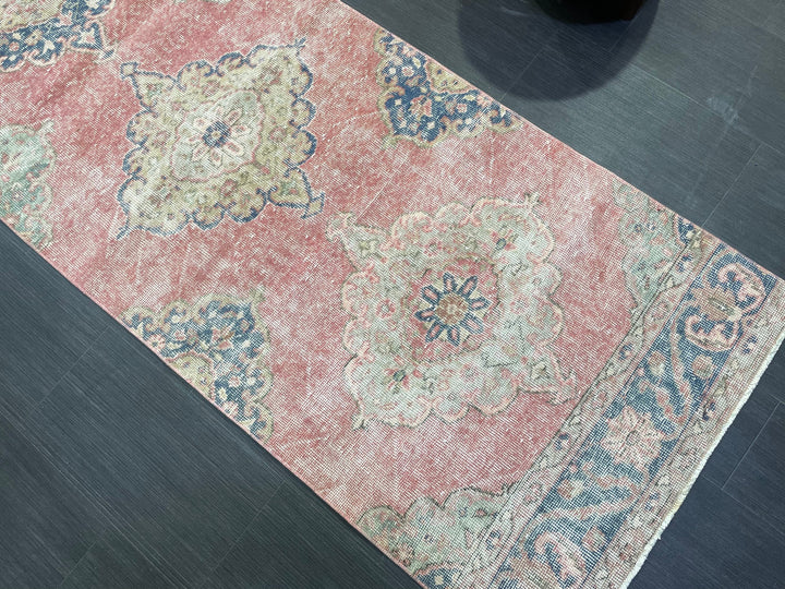 Rust Turkish Runner Rug 2' 11" x 12' 5" Hand-Knotted texture