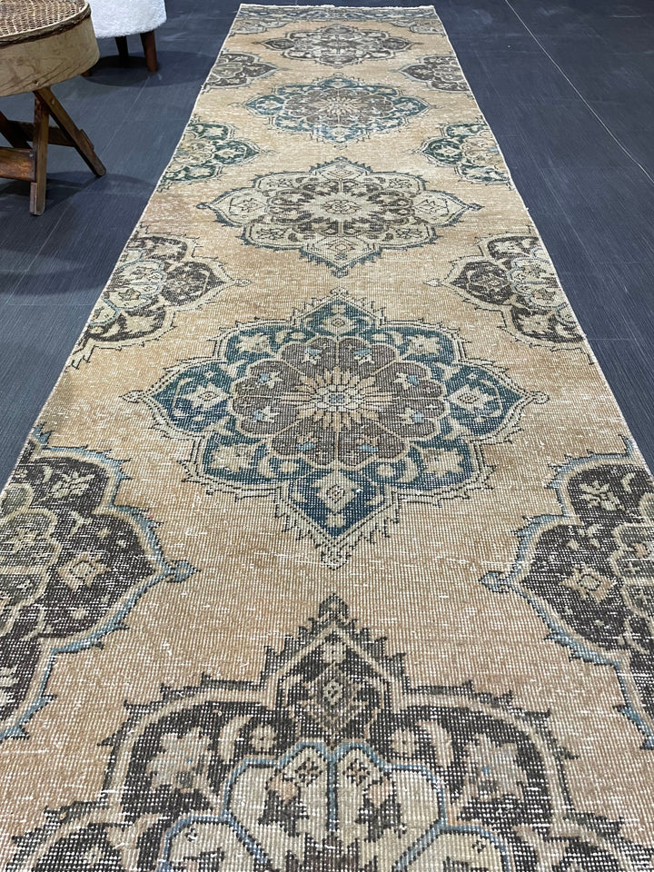 Beige Turkish Runner Rug 2' 10" x 13' Hand-Knotted view