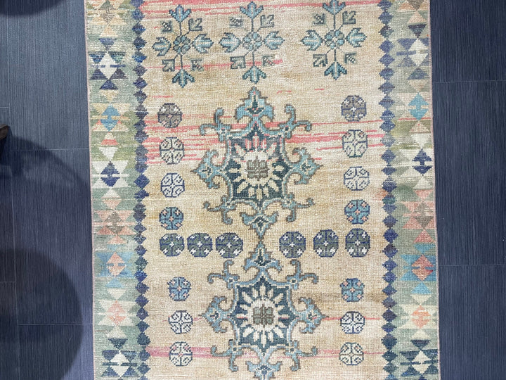 Beige Turkish Runner Rug 3' 1" x 9' Hand-Knotted view 9