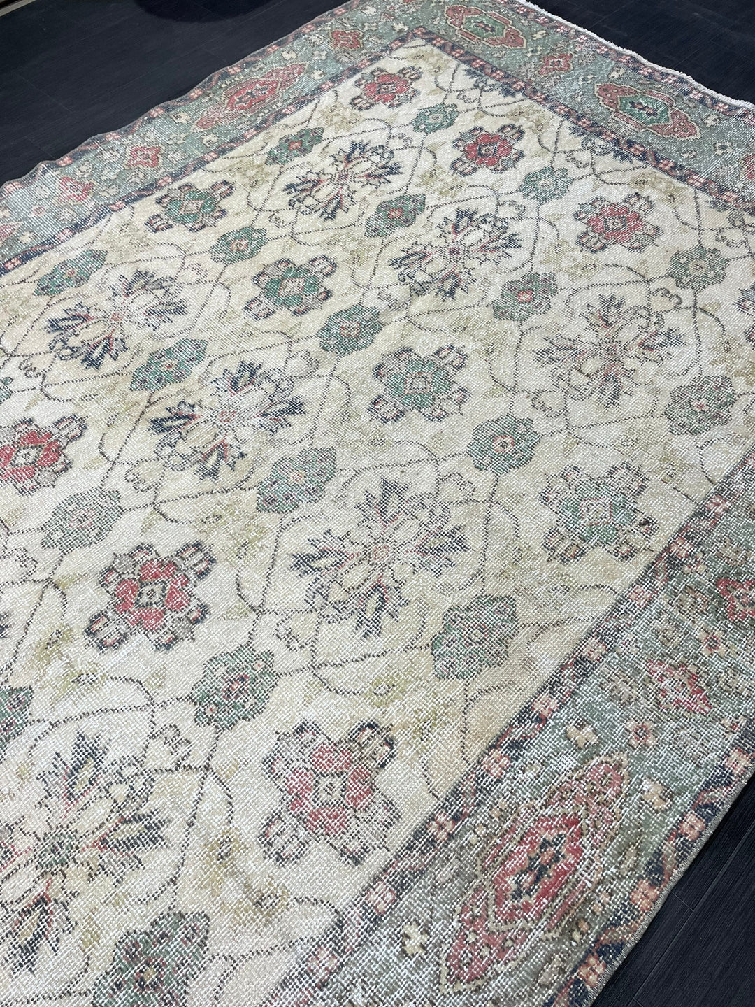 Rust Turkish Runner Rug 5' 8" x 9' 4" Hand-Knotted border