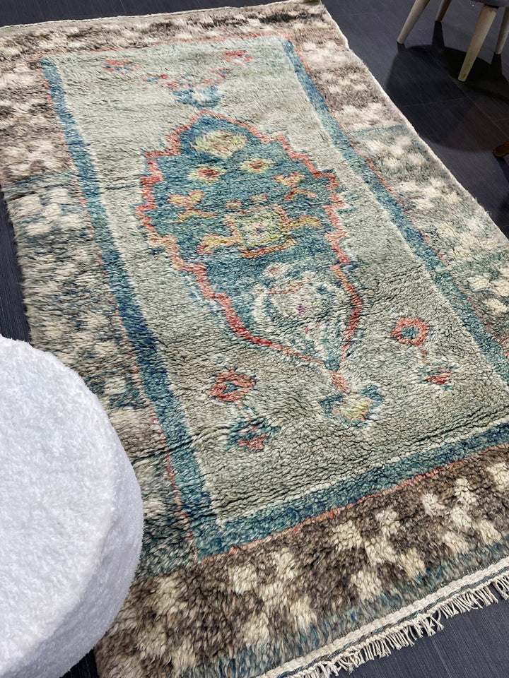 Tan Turkish Vintage Rug 3' 7" x 5' 9" Hand-Knotted view