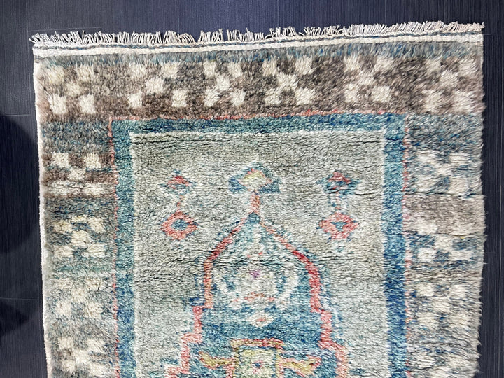 Tan Turkish Vintage Rug 3' 7" x 5' 9" Hand-Knotted reverse