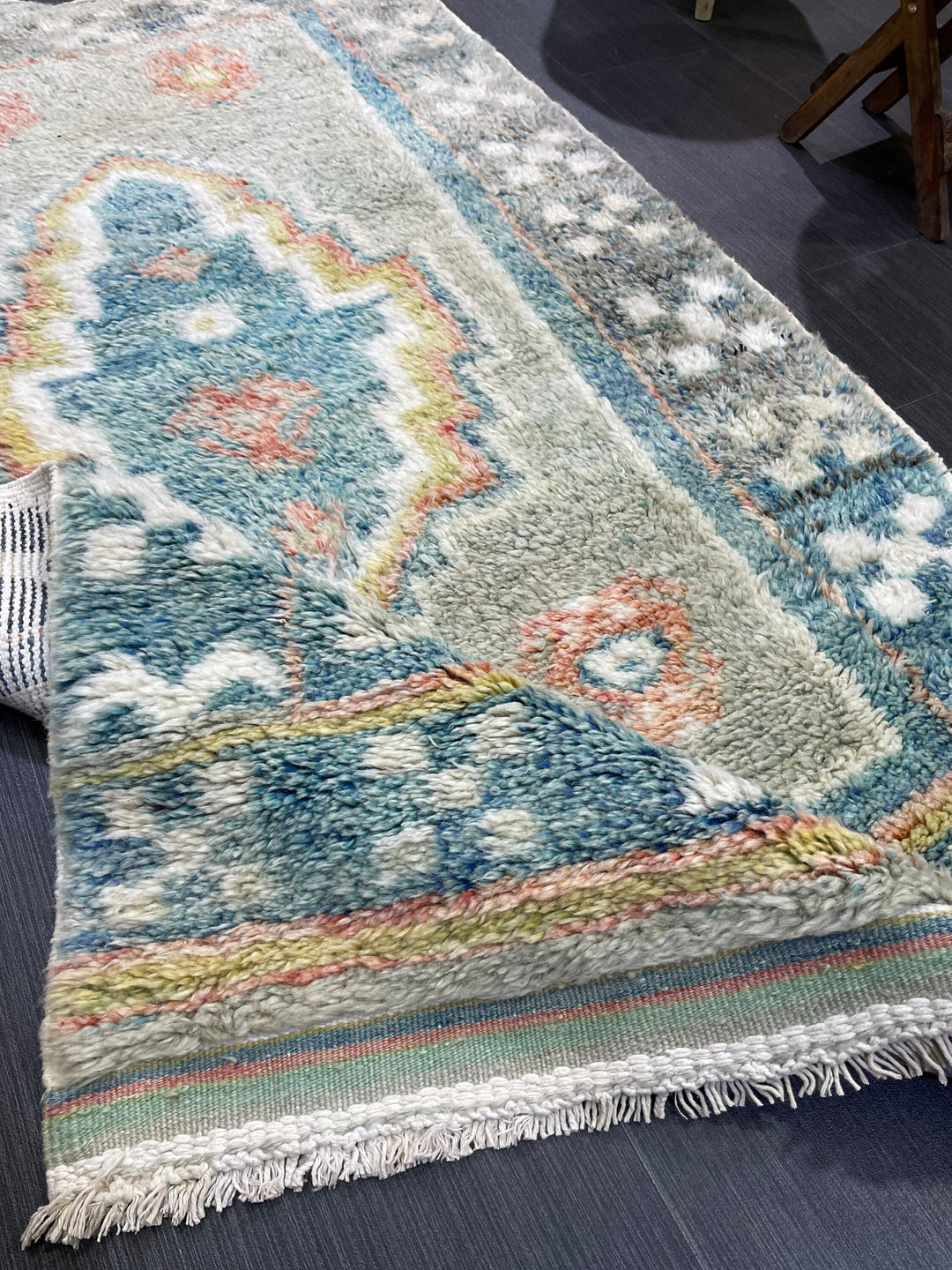 Tan Turkish Vintage Rug 3' 5" x 6' Hand-Knotted reverse