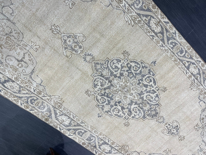 Blue Turkish Oushak Rug 4' 9" x 10' Hand-Knotted field