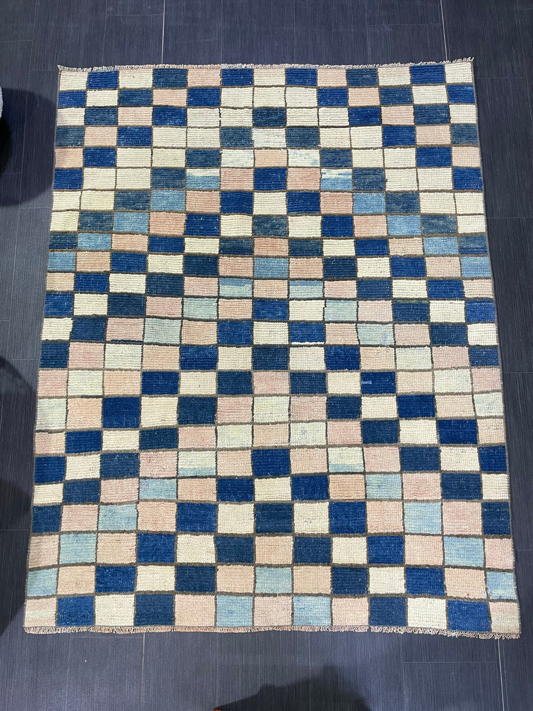 Blue Turkish Runner Rug 4' 7" x 5' 10" Hand-Knotted | No. WR74170