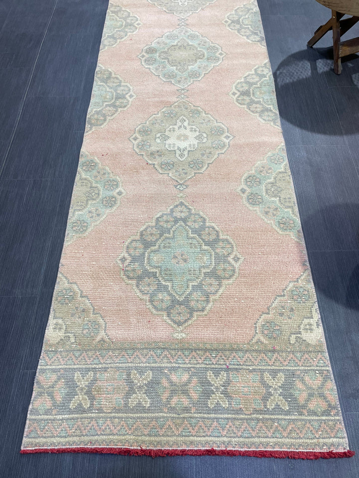 Tan Turkish Runner Rug 2' 9" x 11' 5" Hand-Knotted pattern