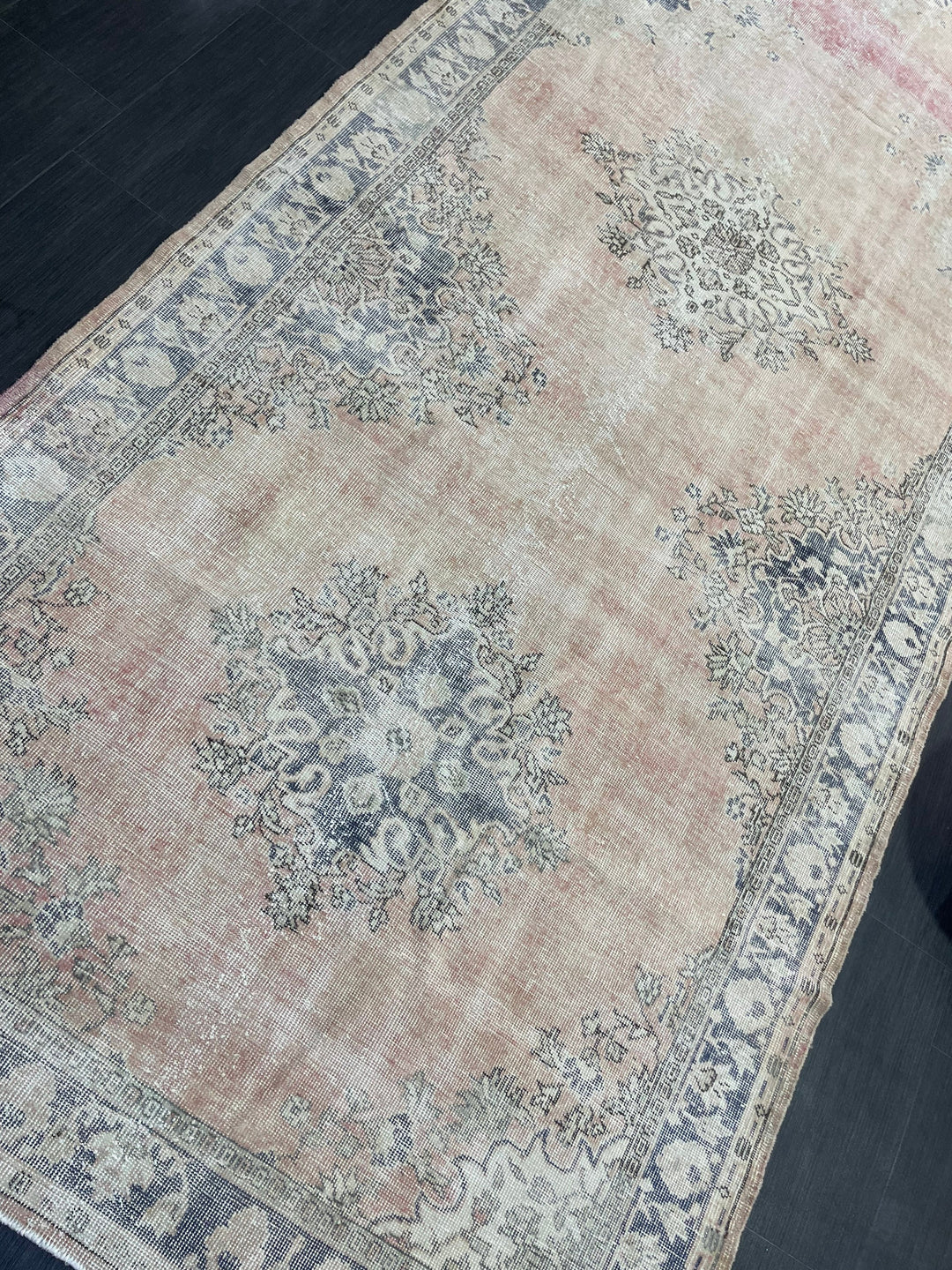 Tan Turkish Runner Rug 5' x 13' 1" Hand-Knotted reverse