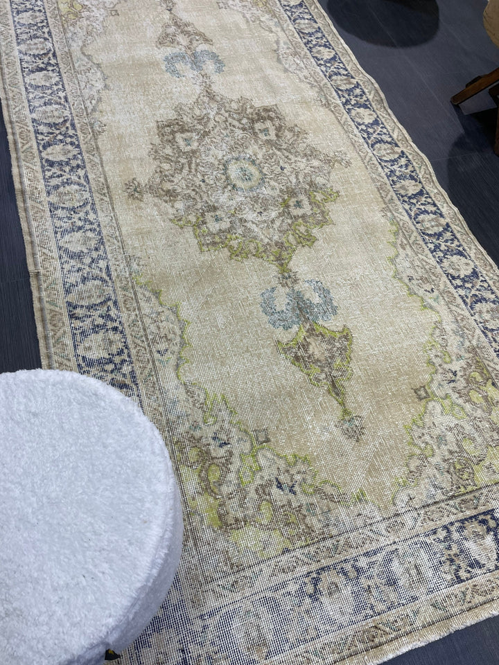 Beige Turkish Oushak Rug 3' 8" x 8' Hand-Knotted view 9