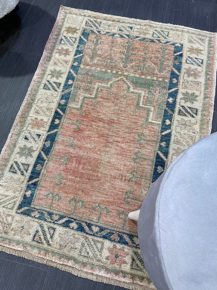 Beige Turkish Oushak Rug 2' 6" x 3' 7" Hand-Knotted view