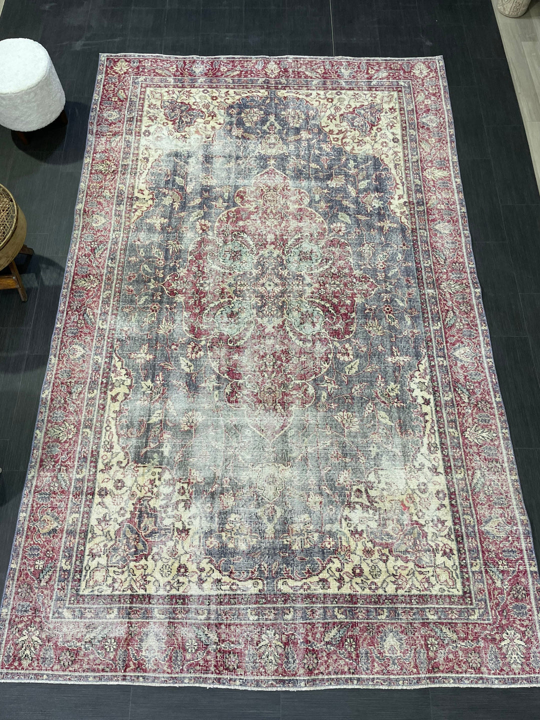 Beige Turkish Oushak Rug 6' 3" x 10' Hand-Knotted detail