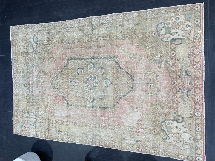 Pink Turkish Oushak Rug 5' 11" x 9' 3" Hand-Knotted view