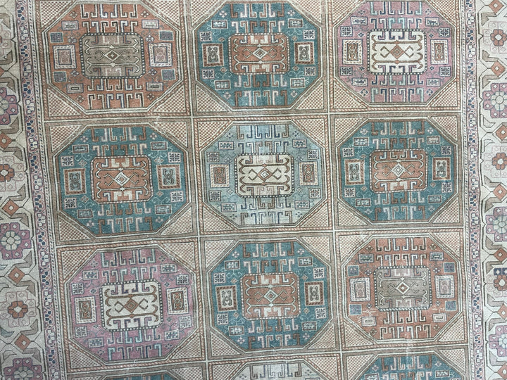 Beige Turkish Oushak Rug 6' 4" x 9' 6" Hand-Knotted texture