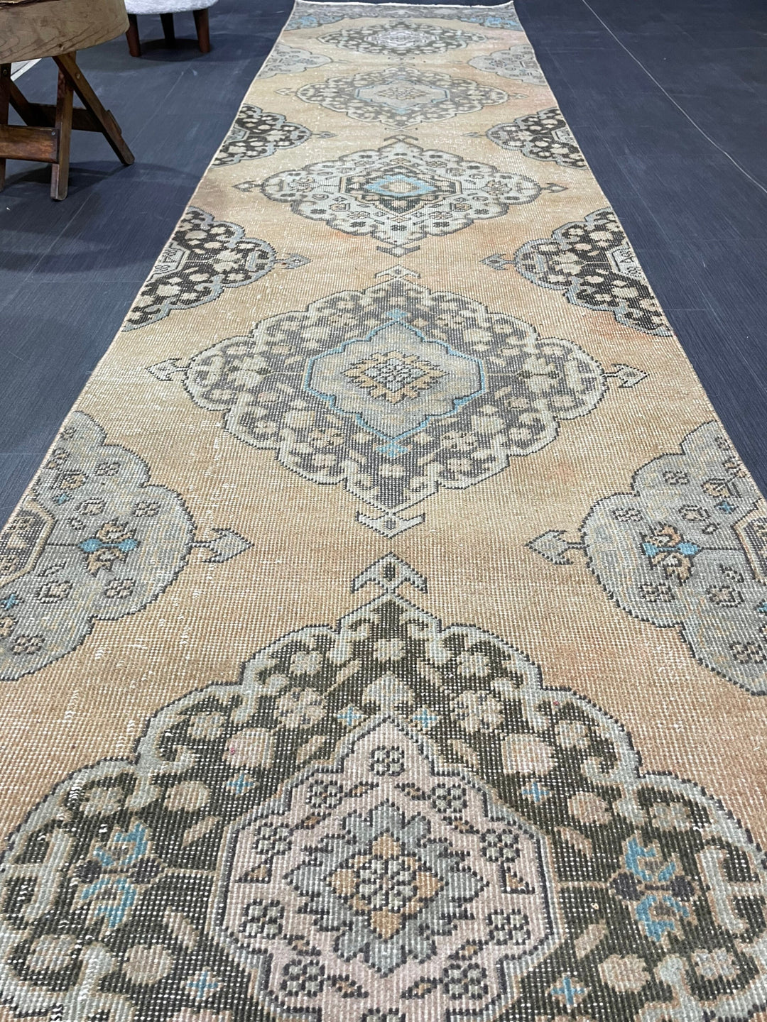 Beige Turkish Runner Rug 2' 10" x 13' 1" Hand-Knotted view