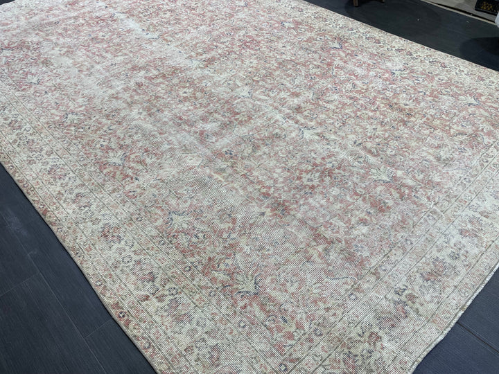 Beige Turkish Oushak Rug 6' 8" x 9' 10" Hand-Knotted | No. WR28391