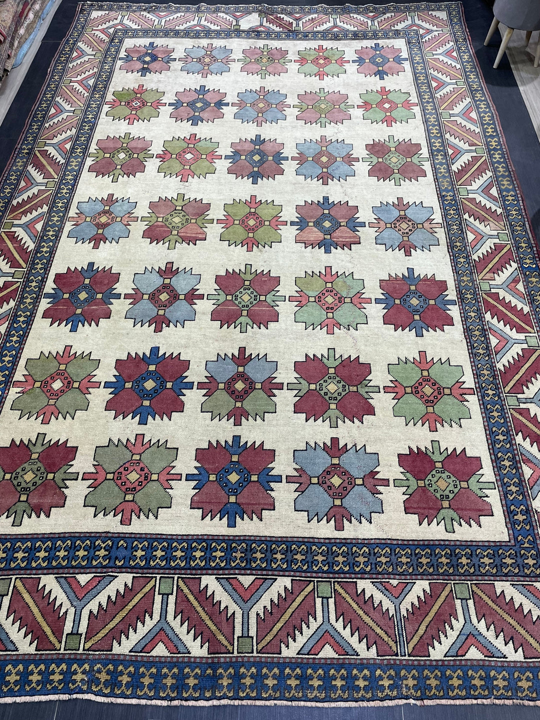 Blue Turkish Runner Rug 8' 5" x 13' 3" Hand-Knotted | No. WR51931