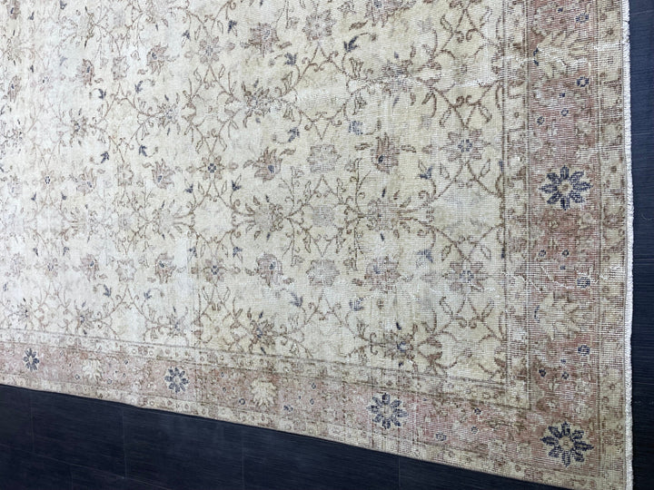 Beige Turkish Runner Rug 6' 5" x 9' 5" Hand-Knotted view