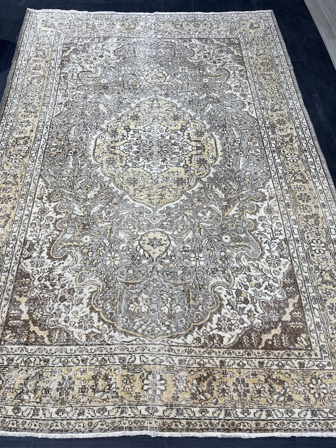 Brown Turkish Oushak Rug 6' 7" x 9' 9" Hand-Knotted | No. WR65854