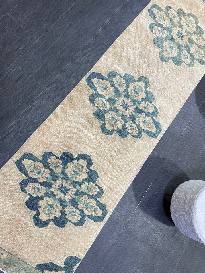 Beige Turkish Runner Rug 2' 4" x 13' 1" Hand-Knotted view