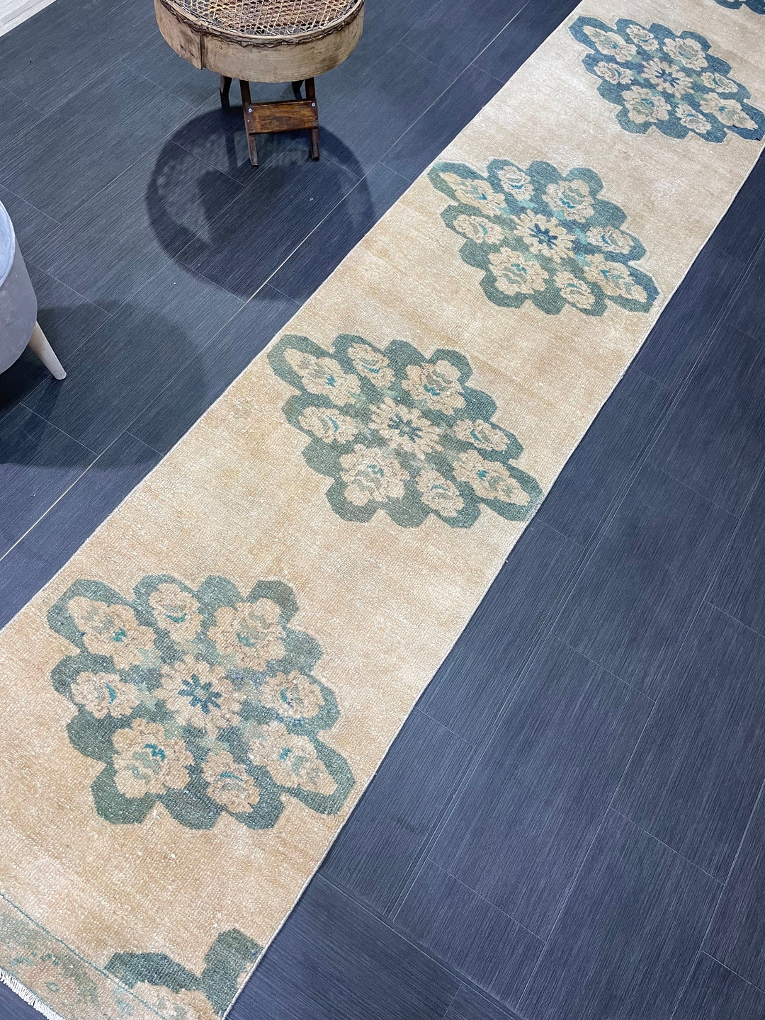 Beige Turkish Runner Rug 2' 4" x 13' 1" Hand-Knotted view 9