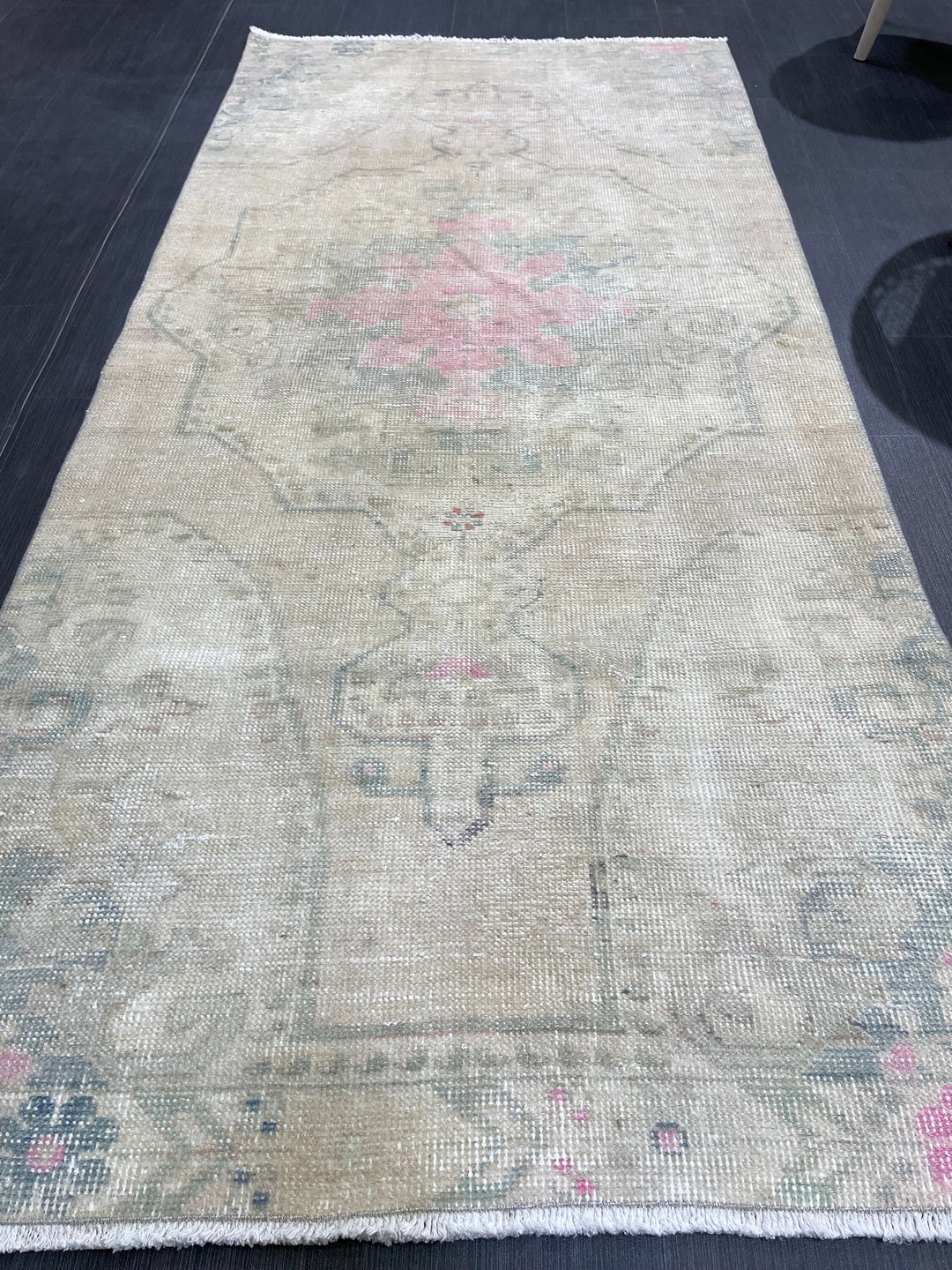 Rust Turkish Oushak Rug 3' 3" x 7' 2" Hand-Knotted detail