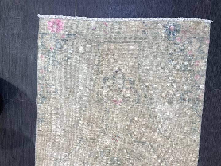 Rust Turkish Oushak Rug 3' 3" x 7' 2" Hand-Knotted close-up