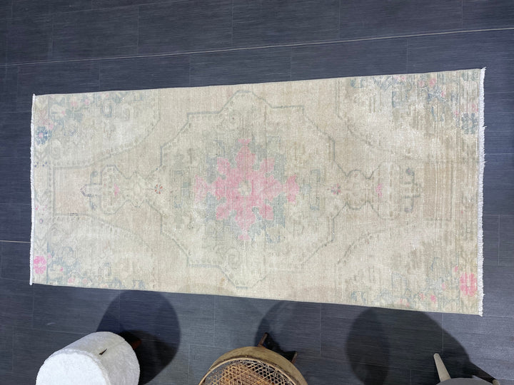 Rust Turkish Oushak Rug 3' 3" x 7' 2" Hand-Knotted texture