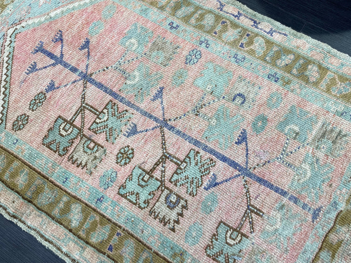 Beige Turkish Oushak Rug 2' 10" x 4' 4" Hand-Knotted pattern