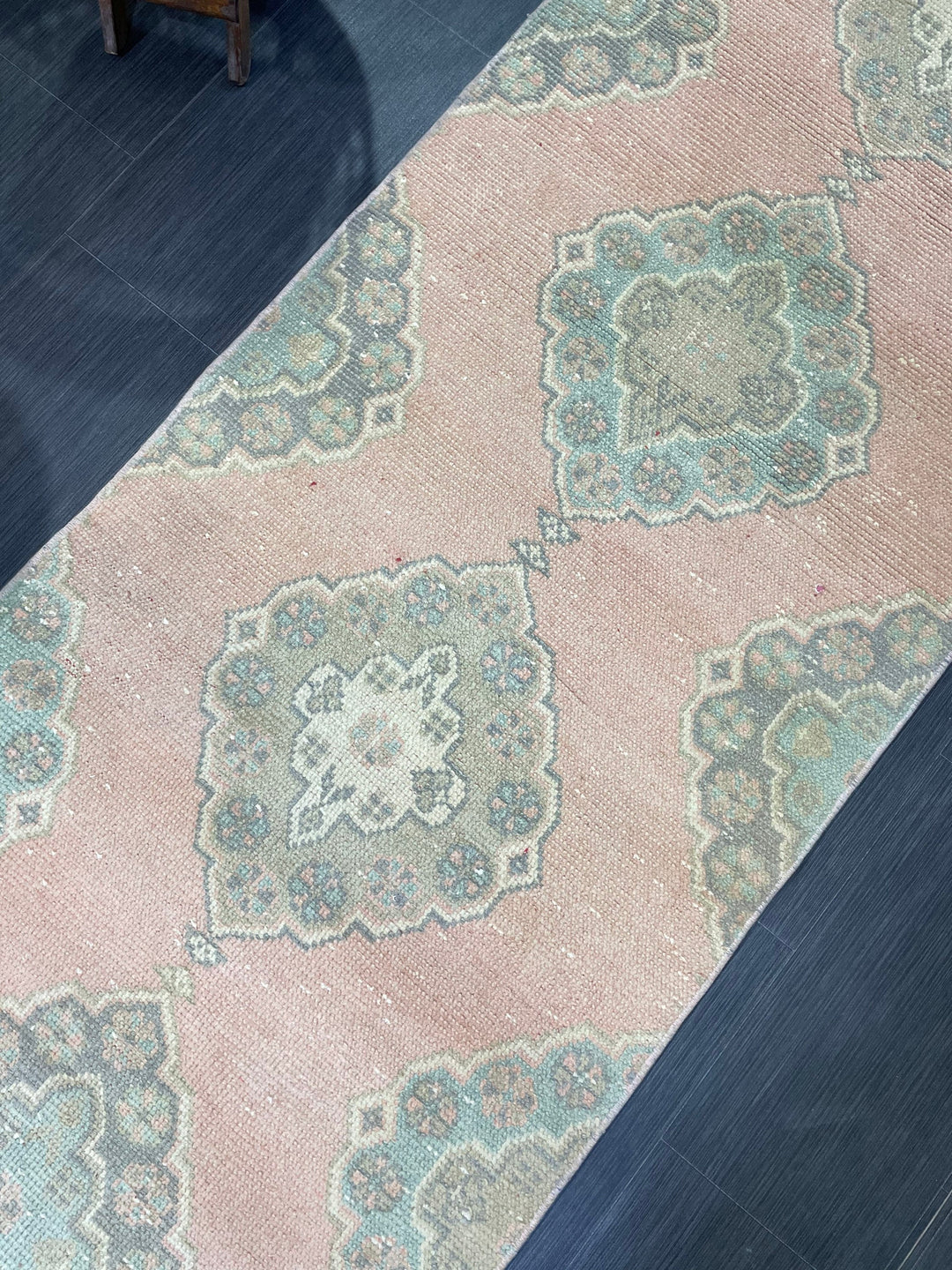 Tan Turkish Runner Rug 2' 9" x 11' 5" Hand-Knotted close-up