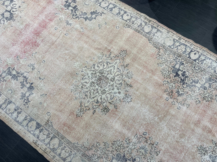 Tan Turkish Runner Rug 5' x 13' 1" Hand-Knotted field