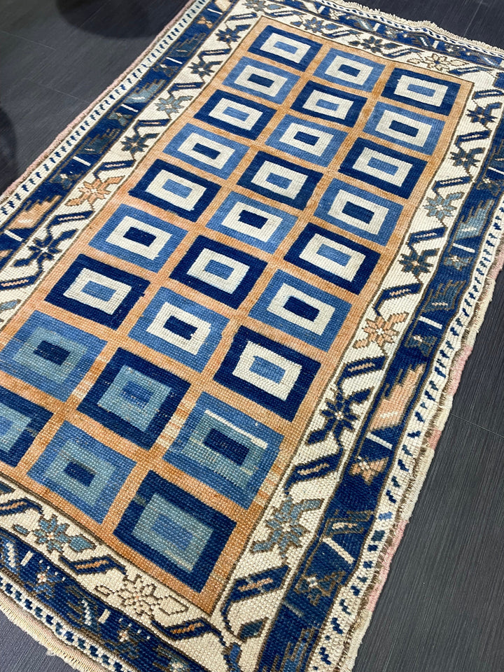 Rust Turkish Runner Rug 3' 3" x 5' 2" Hand-Knotted close-up