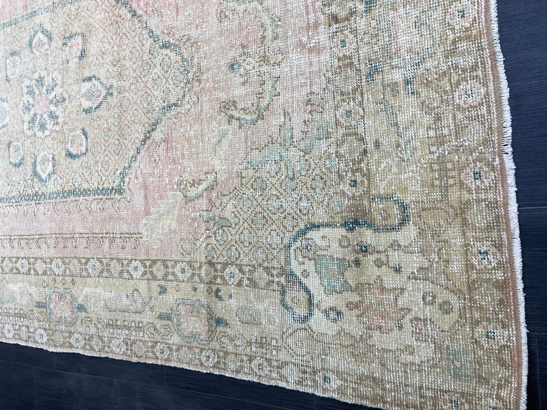 Pink Turkish Oushak Rug 5' 11" x 9' 3" Hand-Knotted texture